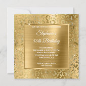 Invitation Glam léopard Gold Foil 50e anniversaire (Devant)