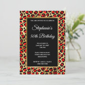 Invitation Glam Léopard Rouge Noir et Or 50e anniversaire (Debout devant)