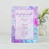 Invitation Glam lilac lavender turquoise marbre parties scint (Debout devant)