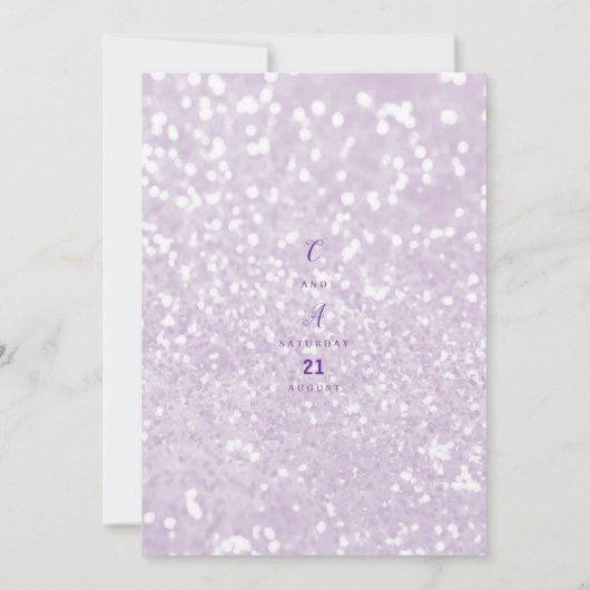 Invitation Glam lilac lavender turquoise marbre parties scint (Dos)