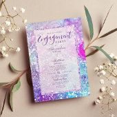 Invitation Glam lilac lavender turquoise marbre parties scint