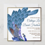 Invitation Glam & Luxe Peacock Blue & Gold Foil Mariage<br><div class="desc">Elégante faire-part de mariage de paon avec de beaux graphismes d'un paon coloré bleu, encadré par une bordure texturée en feuille d'or foncé. Ces magnifiques invitations de mariage bleu et doré brun peuvent être facilement customisées pour votre événement en ajoutant simplement vos détails dans le style de police et le...</div>