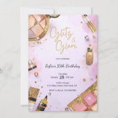 Invitation Glam Makeup Birthday Party Blush Pink Spa Party (Devant)