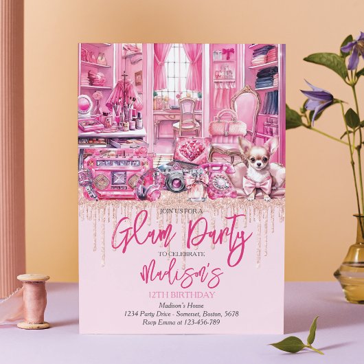 Invitation Glam Makeup Girl Anniversaire