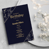Invitation Glam marine bleu or élégant marbre Anniversaire fê