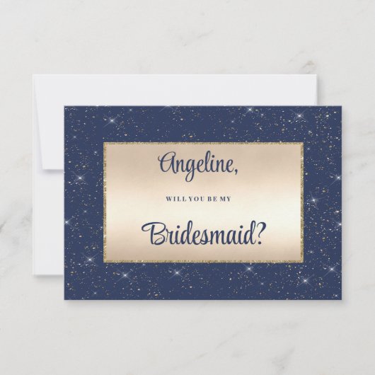 Invitation Glam marine bleu or parties scintillant confetti B (Devant)