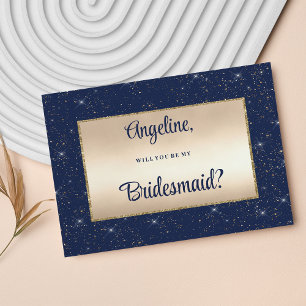 Invitation Glam marine bleu or parties scintillant confetti B