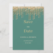 Invitation Glam mauve gouttes de parties scintillant en or ve (Devant)