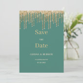 Invitation Glam mauve gouttes de parties scintillant en or ve (Debout devant)