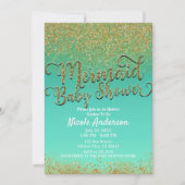Invitation Glam Mermaid Baby shower or Parties scintillant et (Devant)