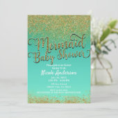 Invitation Glam Mermaid Baby shower or Parties scintillant et (Debout devant)