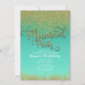 Invitation Glam Mermaid Party Gold Parties scintillant et ann (Devant)