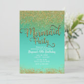 Invitation Glam Mermaid Party Gold Parties scintillant et ann (Debout devant)