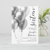 Invitation Glam Minimal Silver Balloons Sweet 16 Anniversaire (Debout devant)