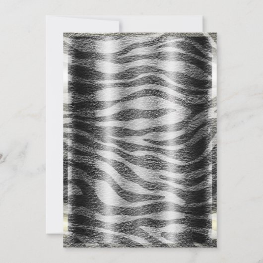 Invitation Glam moderne Black White Zebra & Silver Bling Part (Dos)