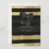 Invitation Glam Moderne Noir Ruban Doré Peinture Coup de Foue (Dos)