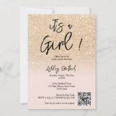 Invitation Glam moderne Parties scintillant or rose Ombre Gir (Devant)