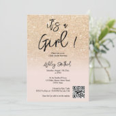 Invitation Glam moderne Parties scintillant or rose Ombre Gir (Debout devant)