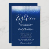 Invitation Glam Navy Blue 18e anniversaire (Devant / Derrière)