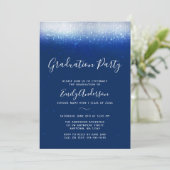 Invitation Glam Navy Blue Graduation Party (Debout devant)