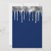 Invitation Glam Navy Blue Silver Dripping Foil 50e anniversai (Dos)
