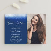 Invitation Glam Navy Blue Sweet 16 Photo