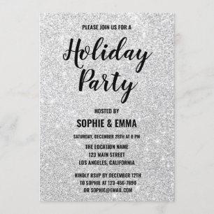 Invitation Glam Noël Fête de Noël Silver Parties scintillant