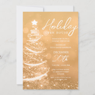 Invitation GLAM Noël Holiday Open House Party Gold