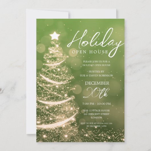Invitation GLAM Noël Holiday Open House Party Green (Devant)