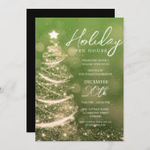 Invitation GLAM Noël Holiday Open House Party Green (Devant / Derrière)