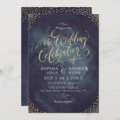 Invitation Glam nuit faux or parties scintillant calligraphie (Devant / Derrière)