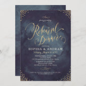 Invitation Glam nuit or calligraphie Rehearer Dîner (Devant / Derrière)