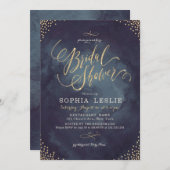 Invitation Glam nuit or parties scintillant calligraphie Fête (Devant / Derrière)