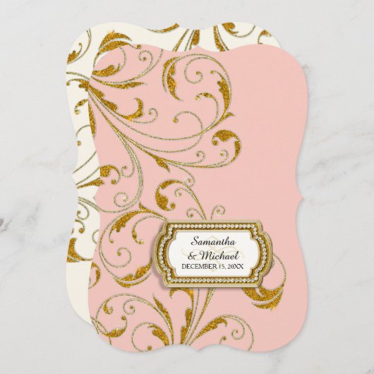 Invitation Glam Old Hollywood Regency Black Cravate Style d'é (Devant / Derrière)