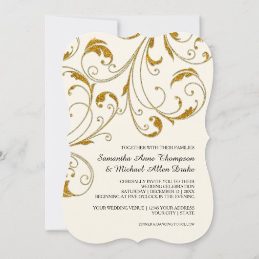 Invitation Glam Old Hollywood Regency Black Cravate Style d'é (Dos)