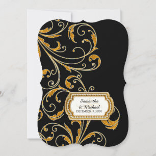 Invitation Glam Old Hollywood Regency Black Cravate Style d'é