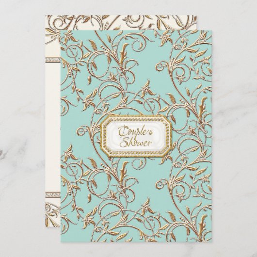 Invitation Glam Old Hollywood Regency Couples Rose Douche Cou (Devant / Derrière)