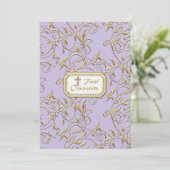 Invitation Glam Old Hollywood Regency Cross First Communion (Debout devant)