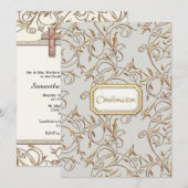 Invitation Glam Old Hollywood Regency Girl Cross Confirmation (Devant / Derrière)