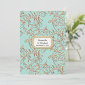 Invitation Glam Old Hollywood Regency Gold Foliage Aqua (Debout devant)