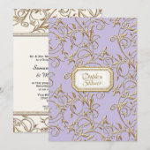 Invitation Glam Old Hollywood Regency Lilac Couples Douche (Devant / Derrière)