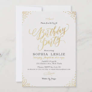 Invitation Glam or calligraphie fête d'anniversaire vintage