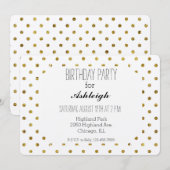 Invitation Glam or chic et anniversaire de Pois blancs (Devant / Derrière)