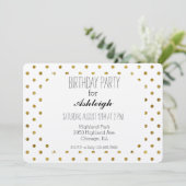 Invitation Glam or chic et anniversaire de Pois blancs (Debout devant)