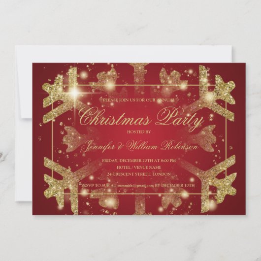 Invitation Glam or Parties scintillant Flocon de neige Noël F (Devant)