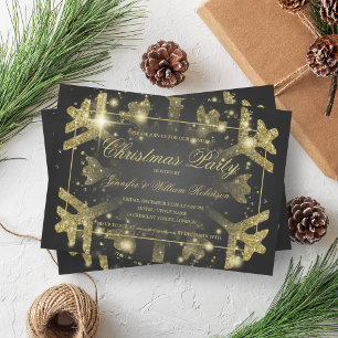 Invitation Glam or Parties scintillant Flocon de neige Noël F
