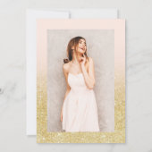Invitation Glam or parties scintillant ombre chic script rose (Dos)