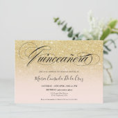 Invitation Glam or parties scintillant sombre script rose qui (Debout devant)