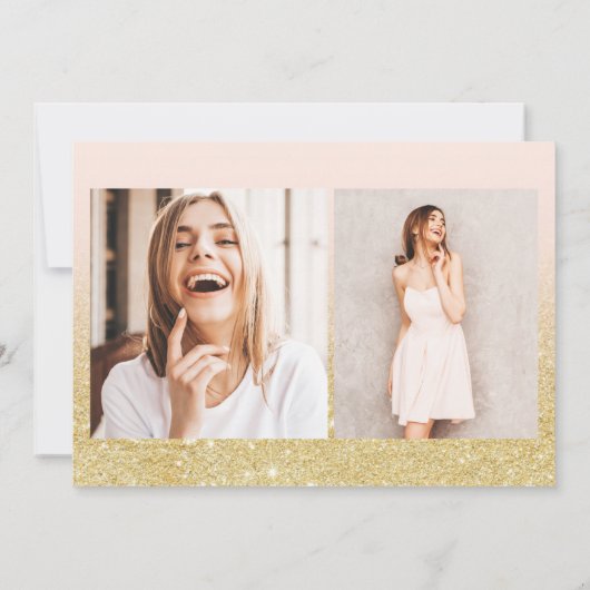 Invitation Glam or parties scintillant sombre script rose qui (Dos)