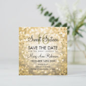 Invitation Glam Or Sweet 16 Seize feux de Parties scintillant (Debout devant)